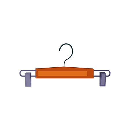 Wooden hanger for trousers. Brown clothing hanger. Can be used for topics like closet, wardrobe, fashionのイラスト素材