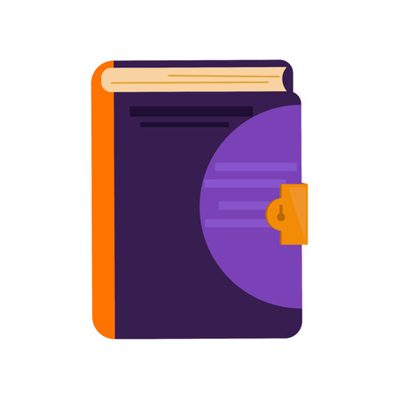 Thick book with lock. Secret purple diary. Can be used for topics like information security, journal, secretのイラスト素材