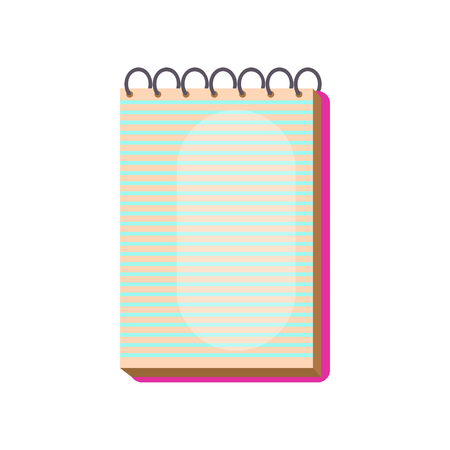 Opened spiral copybook. Planner with striped pages. Can be used for topics like diary, notebook, journalのイラスト素材