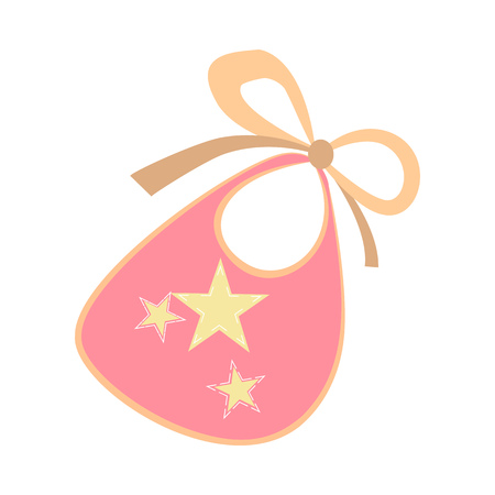 Pink burb cloth illustration. Bib, bodysuit, newborn. Newborn concept. Vector illustration can be used for topics like child, children stuff, toy marketのイラスト素材