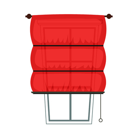 Red straight curtain illustration. Textile, window, decor. Interior concept. Vector illustration can be used for topics like home, indoor, decorationのイラスト素材
