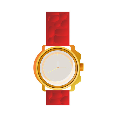 Red wrist watch illustration. Clock, hand, accessorise. Style and fashion concept. Vector illustration can be used for casual style, time management, fashionのイラスト素材