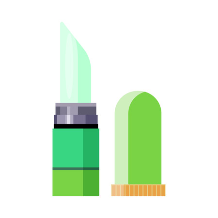 Aloe vera lipstick illustration. Makeup, green, lips. Aloe vera product concept. Vector illustration can be used for topics like beauty salon, cosmetics, self careのイラスト素材