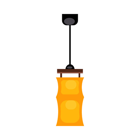 Ceiling lamp. Yellow lampshade, hanging, pendant. Vector illustration can be used for topics like interior design, furniture, apartment decor, lightのイラスト素材