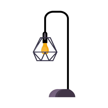 Street lamp. Bulb, lattice lampshade, lamppost, lantern. Vector illustration can be used for topics like streetlight, electricity, sidewalkのイラスト素材
