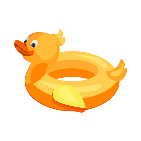 Yellow duckling. Inflatable swimming ring. Vector illustration can be used for topics like lifebuoy, pool, summer vacationの写真素材
