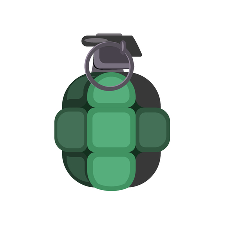 Green grenade illustration. Danger, explosion, bomb. Weapon concept. Vector illustration can be used for topics like army, war, defenseのイラスト素材