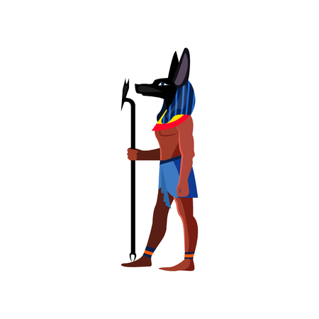 Anubis vector illustration. Historic, ancient, antique. Ancient Egypt concept. Cartoon illustration can be used for topics like history, museum, souvenirのイラスト素材