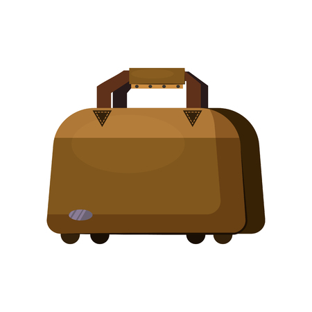 Mustard-colored suitcase flat icon. Luggage, traveling bag, handbag. Bags concept. Vector illustration can be used for topics like fashion, accessories, travelのイラスト素材