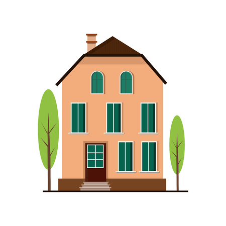Tall three storey house vector illustration. Town, rent, home. Suburban houses concept. Vector can be used for topics like architecture, construction, buildingのイラスト素材