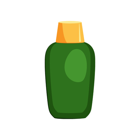 Shampoo bottle. Green plastic container, conditioner, shower gel, soap. Vector illustration can be used for topics like plastic rubbish, bathroom, hygieneのイラスト素材