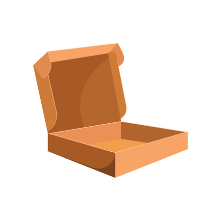 Open paper package cartoon illustration. Low empty carton box. Cardboard box concept. Vector illustration can be used for topics like order delivery, packing, postageのイラスト素材