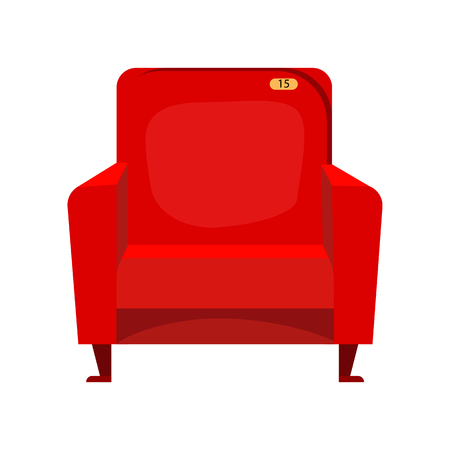 Red cinema armchair. Comfortable furniture in cinema. Can be used for topics like film, leisure, audienceのイラスト素材