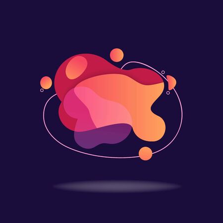 Orange, red and purple dynamic liquid abstract elements and outline. Graphic element. Futuristic color gradient fluid design. Template for minimal banner, presentation. Vector illustration.のイラスト素材