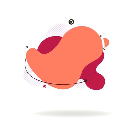 Orange and red flowing liquid abstract elements. Dynamic graphic element. Trendy color fluid design. Template for minimal banner, presentation, flyer, signage. Vector illustration.のイラスト素材