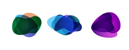 Deep colored abstract design elements set. Dynamical colored forms and lines. Flowing liquid shapes banners. Template for design of flyer, presentation, vector illustrationのイラスト素材