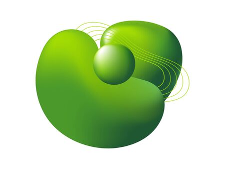 Green irregular abstract graphic element. Dynamical colored form and line. Abstract banner with irregular shapes. Template for logo, flyer, presentation design. Vector illustrationのイラスト素材