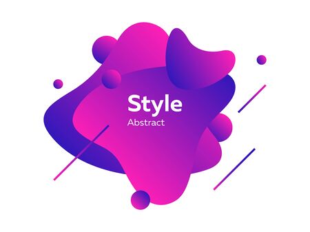 Neon purple futuristic abstract graphic elements. Dynamical colored form and line. Abstract banner with irregular shapes. Template for logo, flyer, presentation design. Vector illustrationのイラスト素材