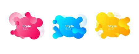Set of vibrant liquid shapes for presentation. Dynamical colored forms. Gradient banners with flowing liquid shapes. Template for design of logo, flyer or presentation. Vector illustrationのイラスト素材