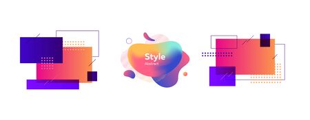 Set of flat bright forms for business card design. Trendy minimal abstract design. Vector illustration. Can be used for advertising, marketing, presentationのイラスト素材