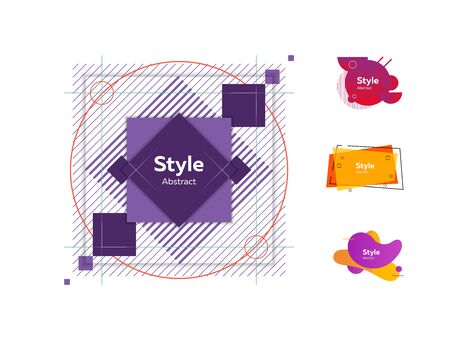 Collection of flowing liquid abstract shapes. Dynamical colored forms. Vector illustration. Can be used for advertising, marketing, presentationのイラスト素材