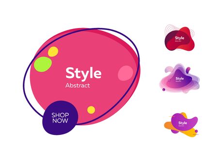 Set of modern design colored elements. Dynamical colored forms. Gradient banners with flowing liquid shapes. Template for design , flyer or presentation. Vector illustrationのイラスト素材