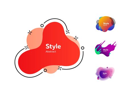 Set of muted multi-colored abstract shapes. Creative background. Dynamic effect. Futuristic technology style. Motionのイラスト素材