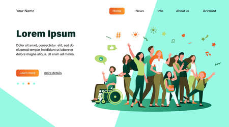 Multicultural people standing together isolated flat vector illustration. Cartoon diverse characters of multinational community members. Society and public conceptのイラスト素材