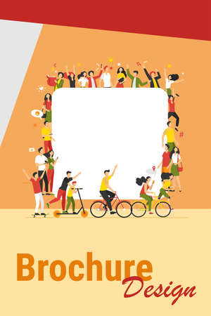 Different multicultural people in crowd flat vector illustration. Cartoon characters in social community communicating together. Population and society conceptのイラスト素材