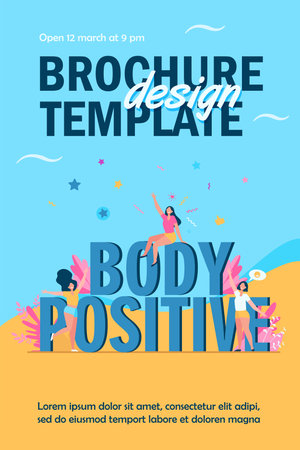 Happy plus size women enjoying life isolated flat vector illustration. Cartoon female characters of different figure type and active healthy lifestyle. Body positive and beauty diversity conceptのイラスト素材