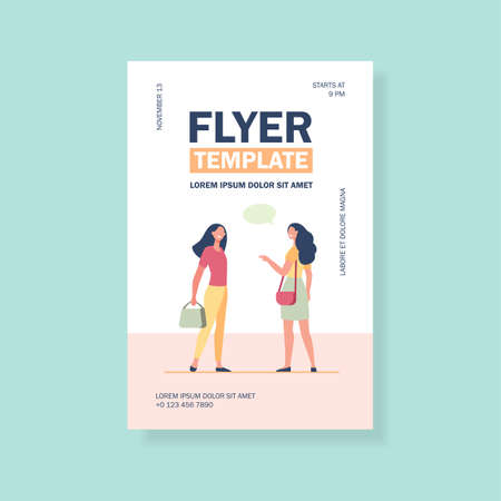 Happy friendly women talking outside. Female friends accidental meeting flat vector illustration. Communication, public place concept for banner, website design or landing web pageのイラスト素材
