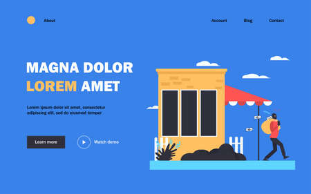 Man breaking into house and robbing it. Burglar, money. Flat vector illustration. Criminal concept can be used for presentations, banner, website design, landing web pageのイラスト素材