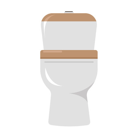 Ceramic toilet bowl, furniture element for bathroom and toilet. Vector illustration of hygiene equipment and object isolated on whiteのイラスト素材