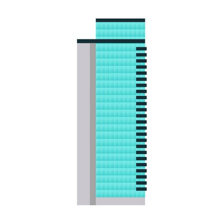 Modern facade of skyscraper building. Vector illustration of house and condo complex isolated on whiteのイラスト素材