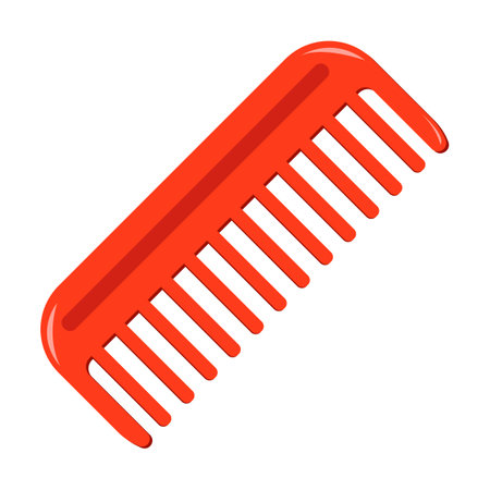 Plastic red comb and professional brush for hair styling. Hairbrush cartoon vector illustration. Accessories, salon toolのイラスト素材