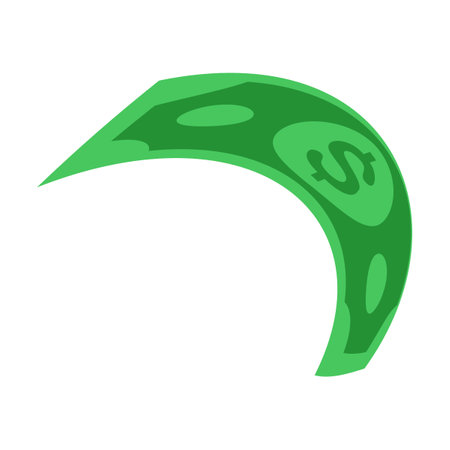 American cash dollar curved flies on white background. USD currency money rain cartoon vector illustration. Bingo prize or jackpot win, bankingのイラスト素材