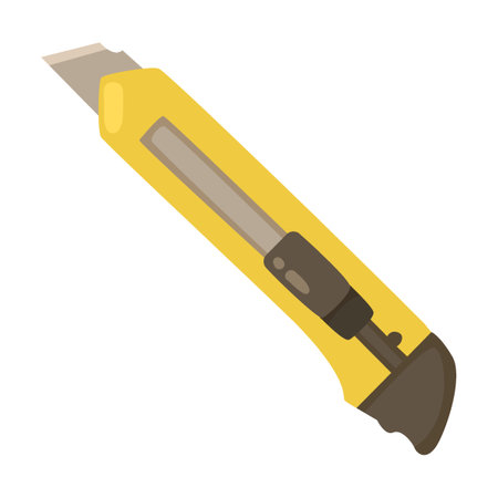 stationery construction knife, cartoon illustration. Building tools or service. Trowel, hummer, screwdriver, rule isolated on white backgroundのイラスト素材