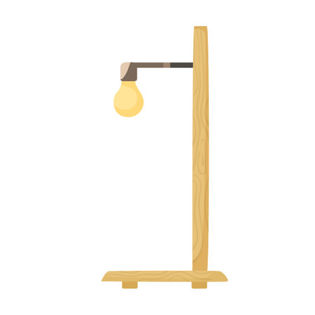 designer lamp, light fixtures and cartoon illustration. Chandelier in modern style, ceiling lamps with bulbのイラスト素材