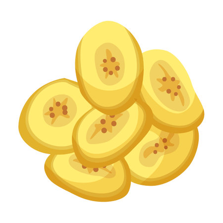 dried banana fruit cartoon illustration. Dried Tropical fruit, food isolated on white backgroundのイラスト素材