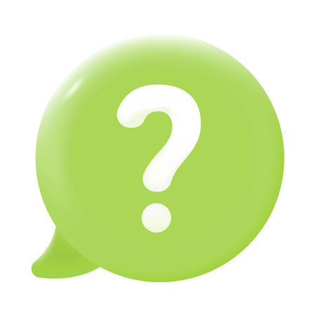 White question mark on green speech bubble 3D icon. Question mark as symbol of confusion, help 3D vector illustration on white background. Information, FAQ, customer support, survey conceptのイラスト素材