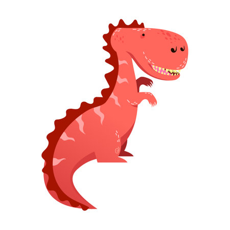 predatory tyrannosaurus, Cute prehistoric dinosaur. Vector illustration of baby dino and funny dragon isolated on white. Ancient animalsのイラスト素材