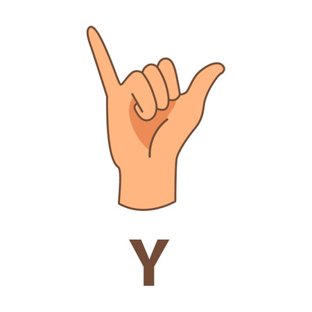 Hand showing letter Y, sign language alphabet vector illustration. Finger in different position, language of deaf peopleのイラスト素材