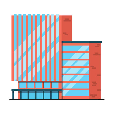 modern hotel complex, Office or apartment, vector illustration. Skyscraper as element of modern city for urban landscapeのイラスト素材