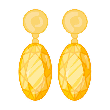 earrings with large stones jewelry vector illustration. Gold, silver, pearl jewellery. Stone or diamond rings, earrings, pendants, bracelets for womenのイラスト素材
