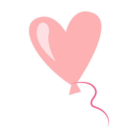 Cute heart shaped balloon, birthday party element vector illustration. Cake, cupcakes, confetti, balloon, gifts for kids isolated on white backgroundのイラスト素材