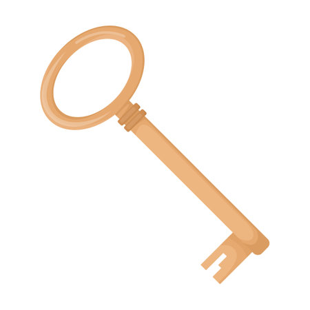 old rusty key flat vector illustration. Collection of door key isolated on white background. Protection, security, safetyのイラスト素材