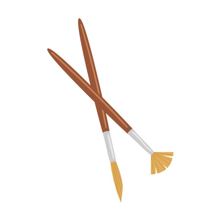 pair of soft brushes, Different art supplies vector illustration. Tools and equipment for painting and drawingのイラスト素材