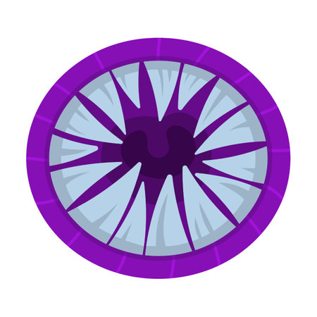 monster mouth round with teeth inside, cartoon vector illustration. Cute and scary goblin, gremlin, aliens mouths with tongueのイラスト素材