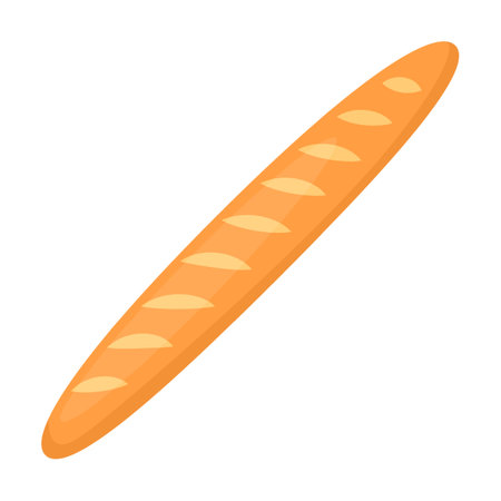 white loaf baguette, bread and other food cooking with flour, baking cartoon vector illustrationのイラスト素材