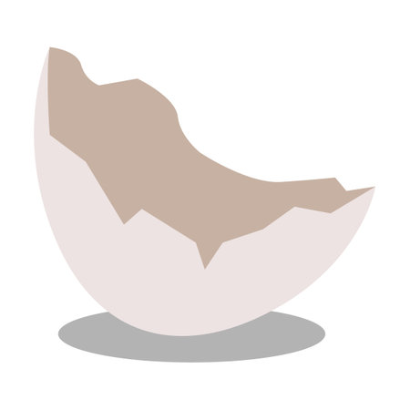 Shell dinosaur egg cartoon illustration. Funny green dino or dragon in egg shell on white backgroundのイラスト素材